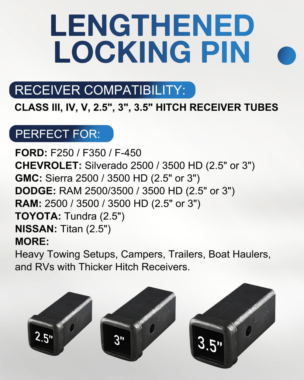 TOPICK lock pin with four and a half inch usable length for flexible installation