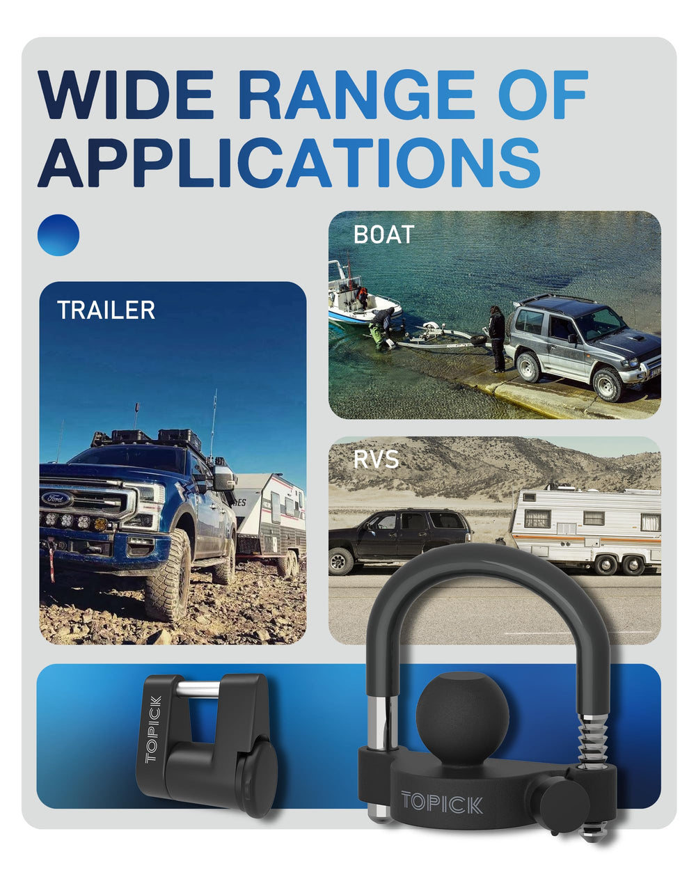 TOPICK heavy-duty steel lock and latch for reliable on-the-go security