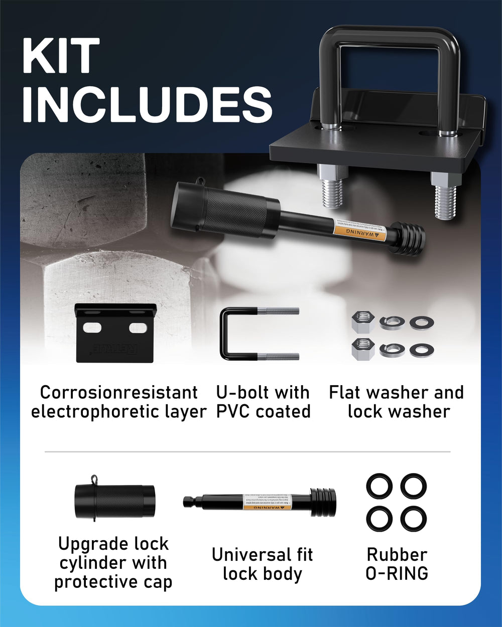 TOPICK push-button locking hitch pin for easy securing