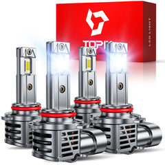 TOPIK 9005/9006 bulbs front view showing bright white illumination for night driving