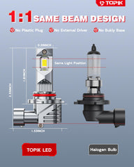 TOPIK 9006 LED bulbs 50,000+ hours lifespan for durability