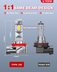 Topik CANbus-ready H11/H8/H9 LED bulbs provide error-free performance.