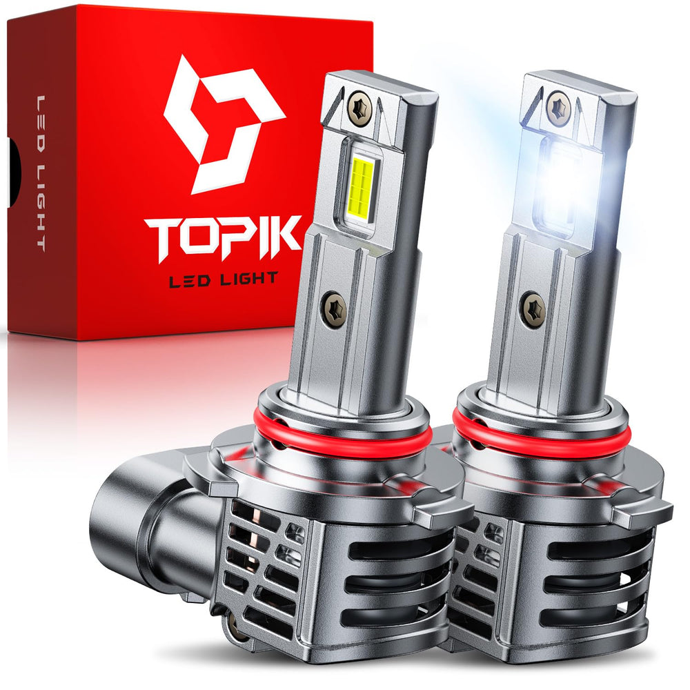 TOPIK upgraded 9006 HB4 front view with bright, clear night visibility