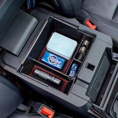 TopInstall Ford Explorer console organizer tray keeps 2020-2026 essentials neatly in reach.