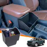 TOPINSTALL Maverick console storage box, front view, adds organized space for bottles and papers