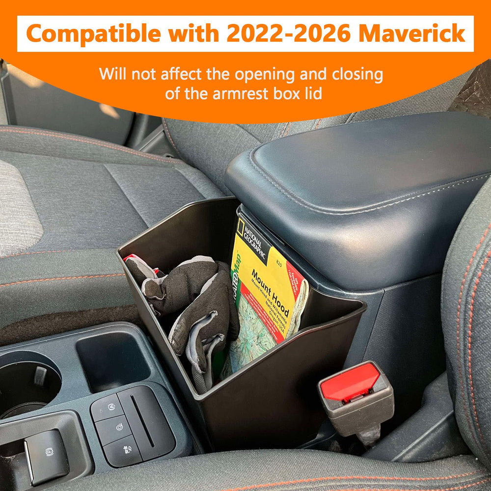 TOPINSTALL Maverick console storage box side profile showing snug fit