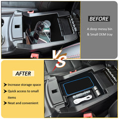 TOPINSTALL removable rubber mats center console reduce rattling and keep items secure.