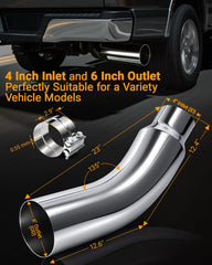 Toplamper heavy-duty chrome-steel exhaust elbow tip for durability.