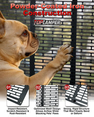 Toplamper heavy-duty guard secures RV screen door against impact.