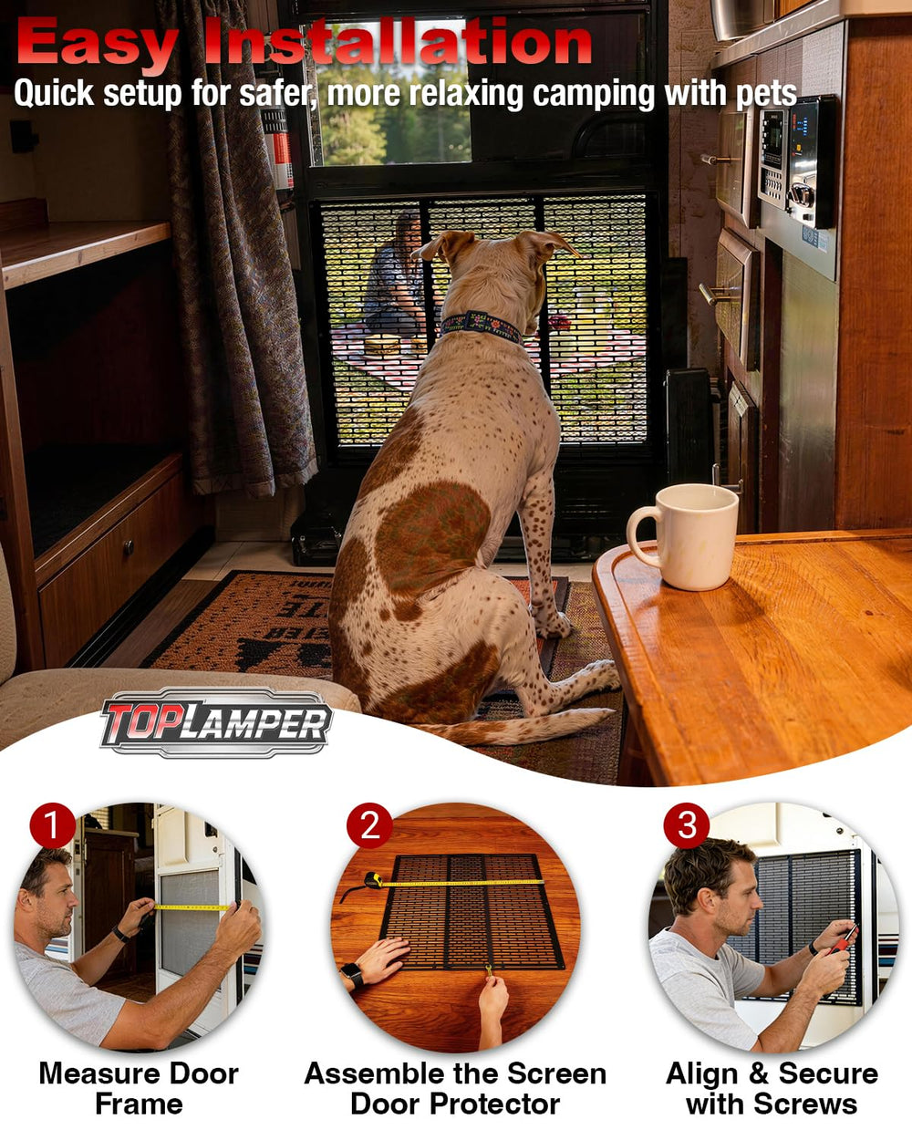 Toplamper powder-coated iron mesh preserves airflow on RV door.