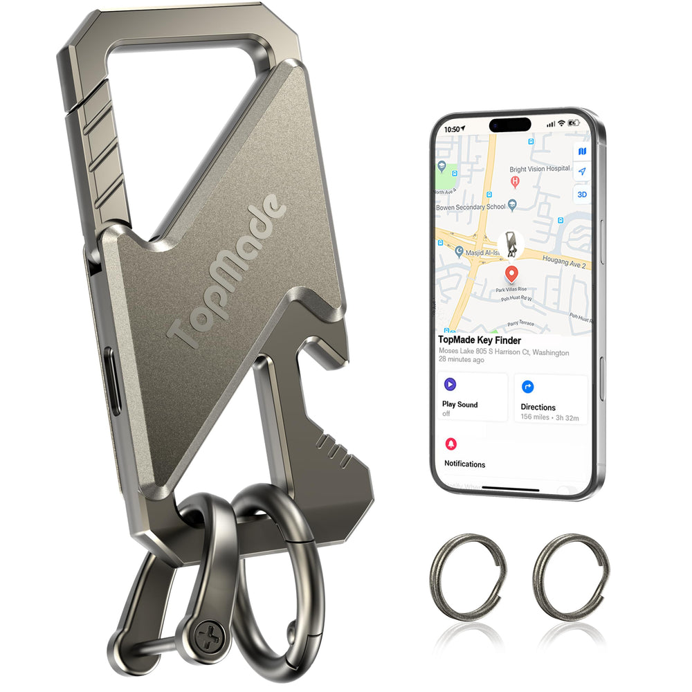TopMade keychain with Apple Find My integration for real-time tracking