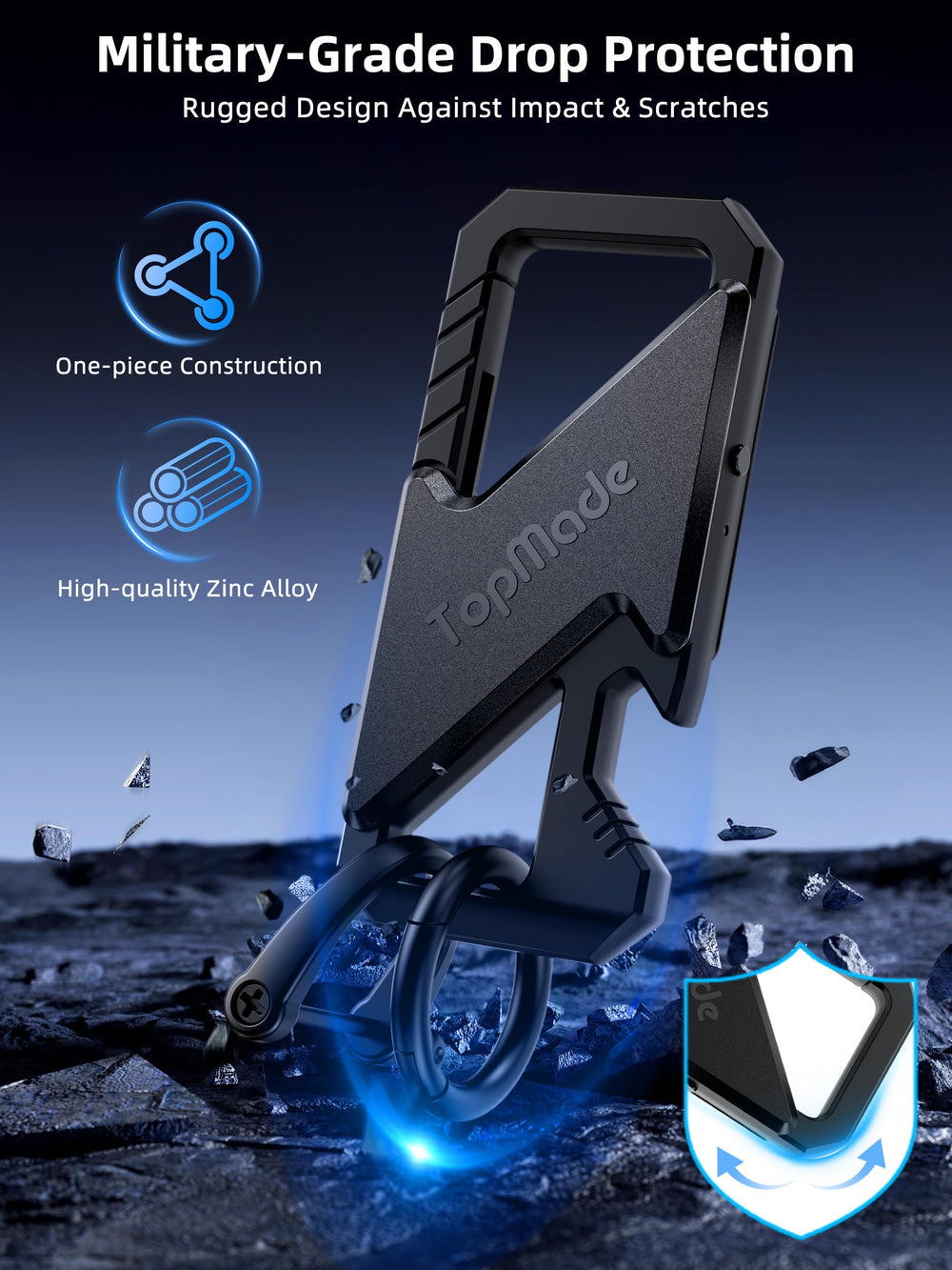 TopMade includes two key rings and a carabiner for secure organization.