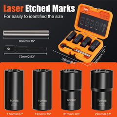 Topme 17mm extractor grips damaged nuts securely for easier removal.