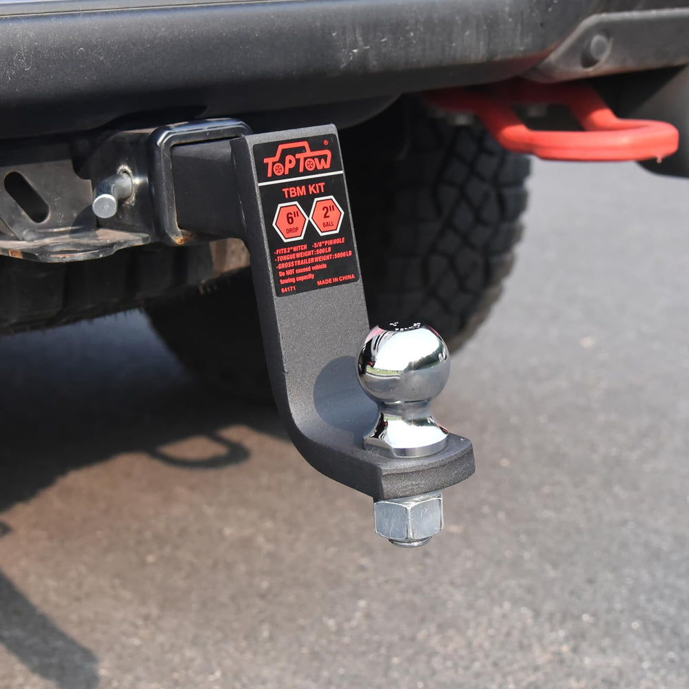 TOPTOW 2-inch hitch ball for versatile trailer connections.