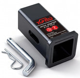 TOPTOW 64028S hitch adapter installed on a 2.5-inch receiver for 2-inch mounting