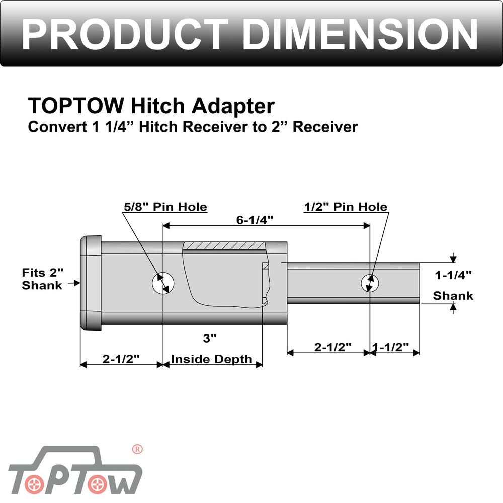 TOPTOW 64408 six-and-a-quarter-inch extension extends reach for towing setups.