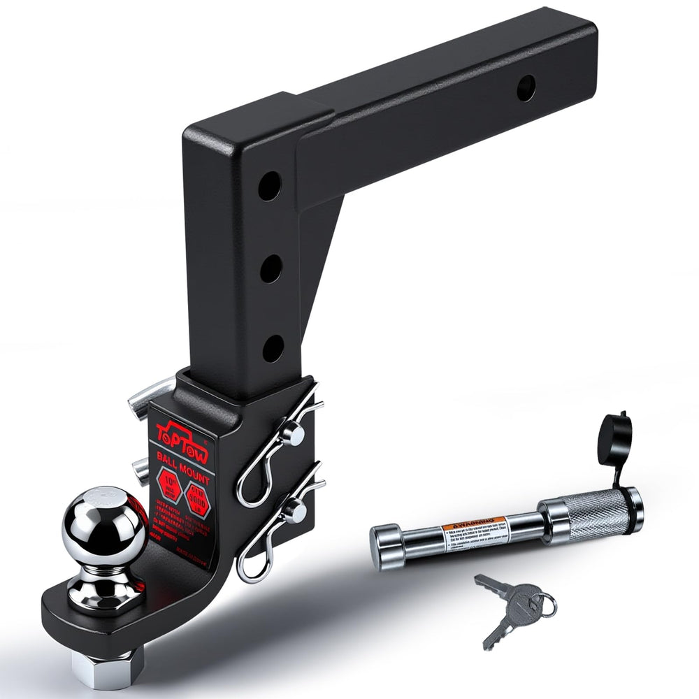 TOPTOW adjustable hitch mount with 2-inch ball for easy leveling on tow setups