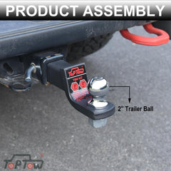 TOPTOW easy-tow setup with ball mount aligned for quick hitching.