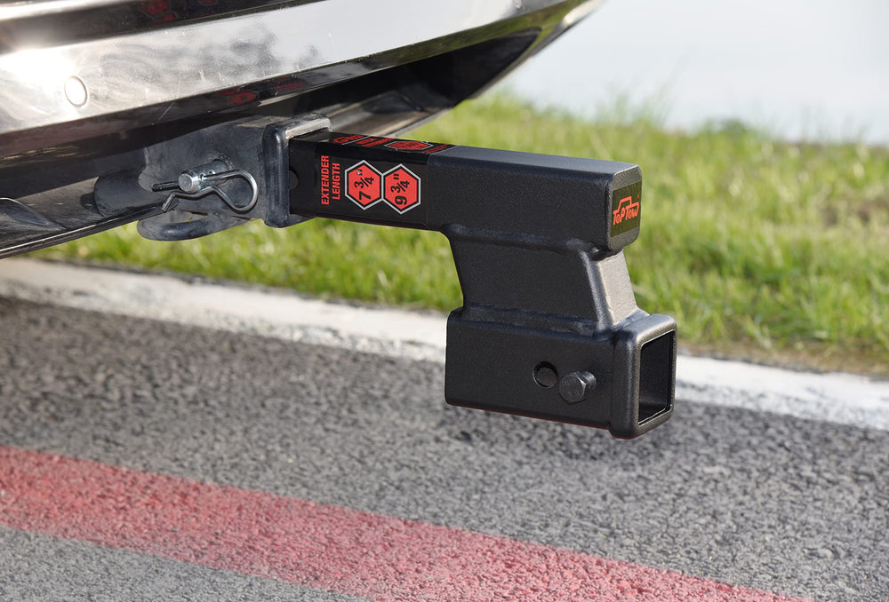 TOPTOW hitch extender 8-inch extension enables reach behind larger trailers