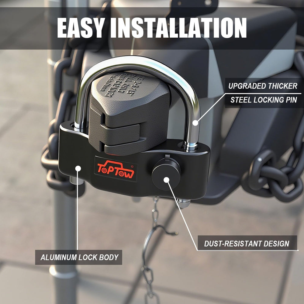TOPTOW lock in black with rubber cap protecting the mechanism from corrosion.