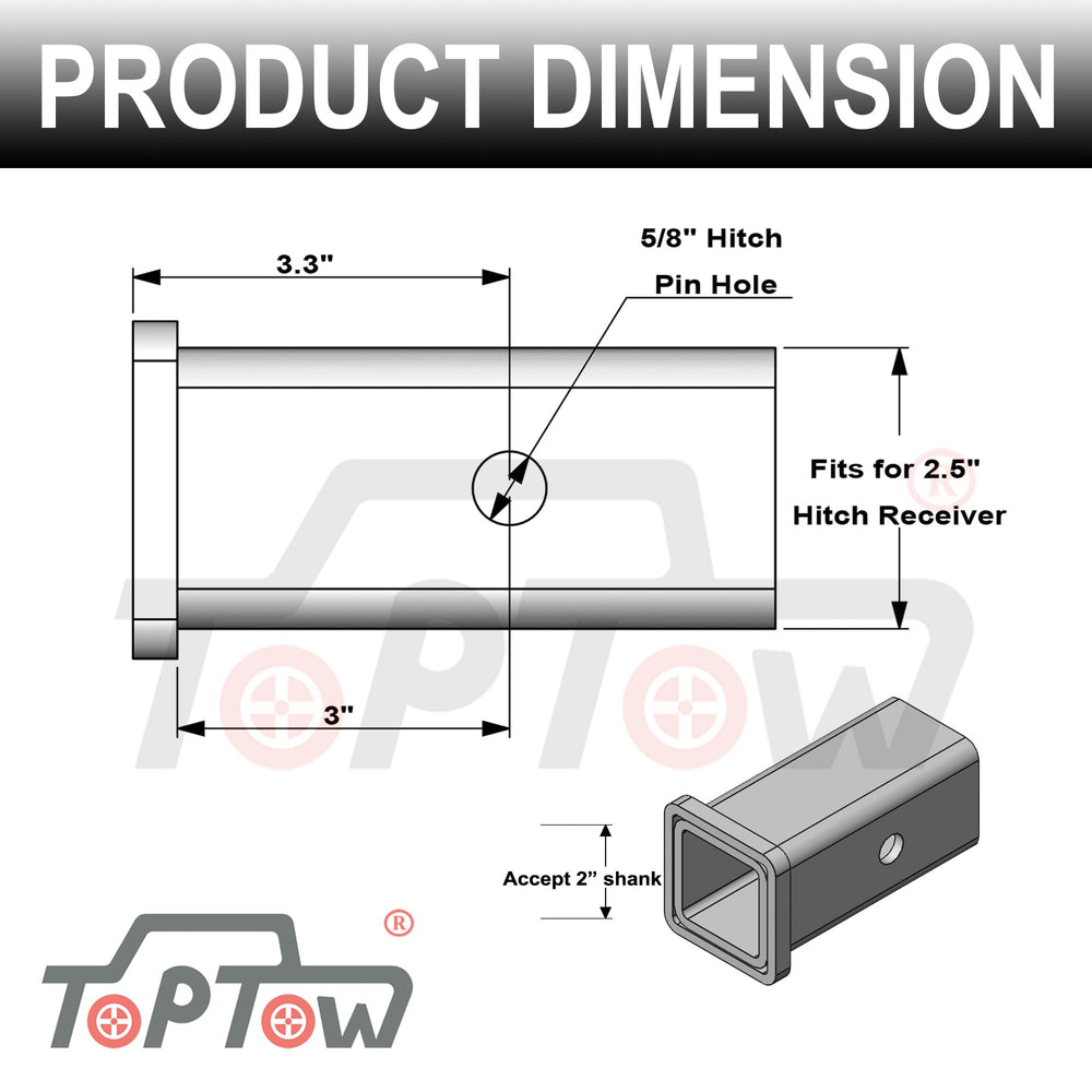 Lip design aids quick, slip-free alignment inside the 2.5 in sleeve.