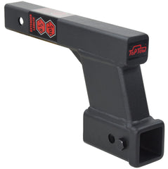 TOPTOW trailer hitch extender with 6-inch drop demonstrates level towing versatility.