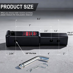 TOPTOW 8.5-inch extension shows extra room for gear and bumper