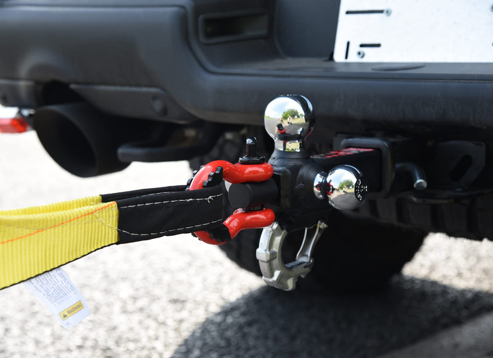 TOPTOW tri-ball hitch with 2-5/16 inch ball for heavier loads.