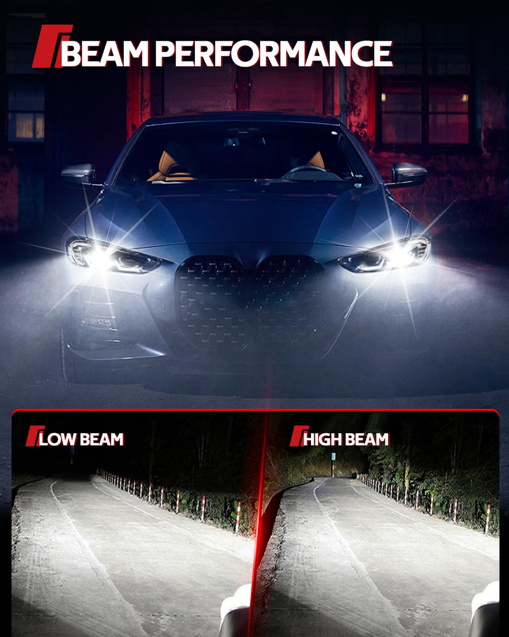 D3S bulbs installed in a car headlight demonstrating improved roadside visibility.