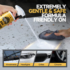 Toretark water spot remover dissolves mineral marks on glass and paint.