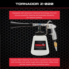 Tornador Black Z-020 adjustable air regulator to tailor cleaning power.