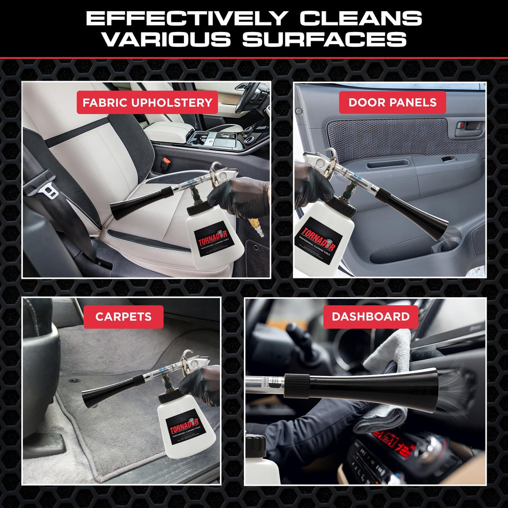 Tornador Black Z-020 interior-cleaning demo shows efficient dashboard and vent cleaning