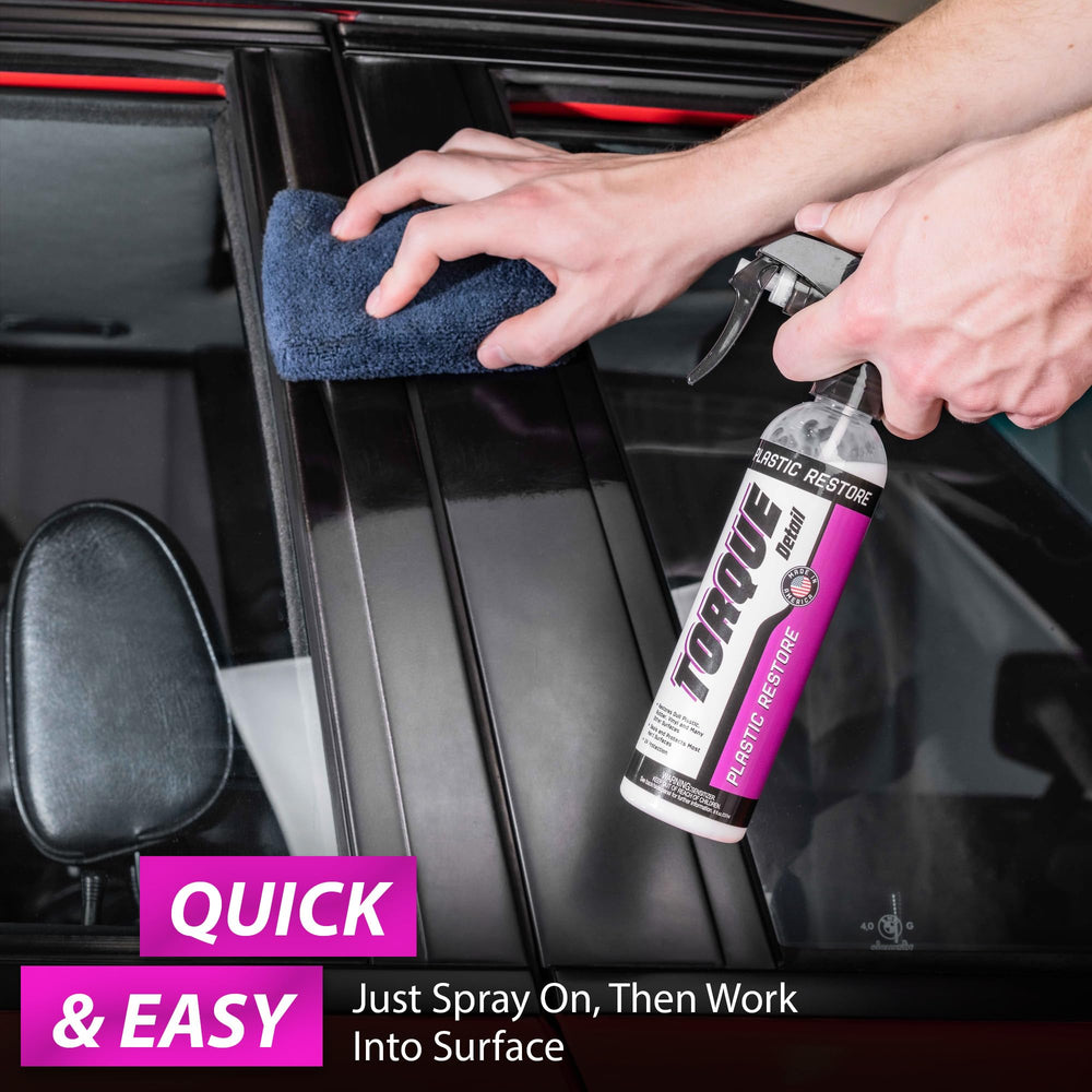 Torque Detail oxidation removal on grey trim yields a deeper black look.