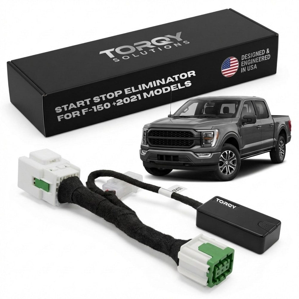 Torqy Solutions F150 Auto Start Stop Eliminator front view showing compact module ready for installation