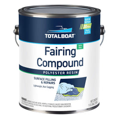 TotalBoat Polyester Fairing Compound gallon pour for quick, smooth cosmetic repairs.