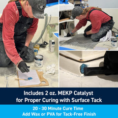 TotalBoat Polyester Structural Repair Putty sanding after cure before gelcoat or paint.
