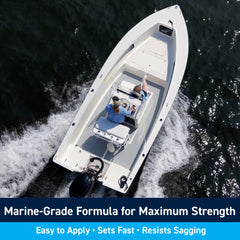 TotalBoat Polyester Structural Repair Putty spreading on hull for solid bonding.