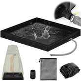 Tottist upgraded portable shower pan wide shot highlighting spacious outdoor rinse base.