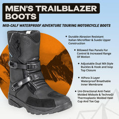 Tourmaster Trailblazer boot hook-and-loop closure enables quick, secure tightening.