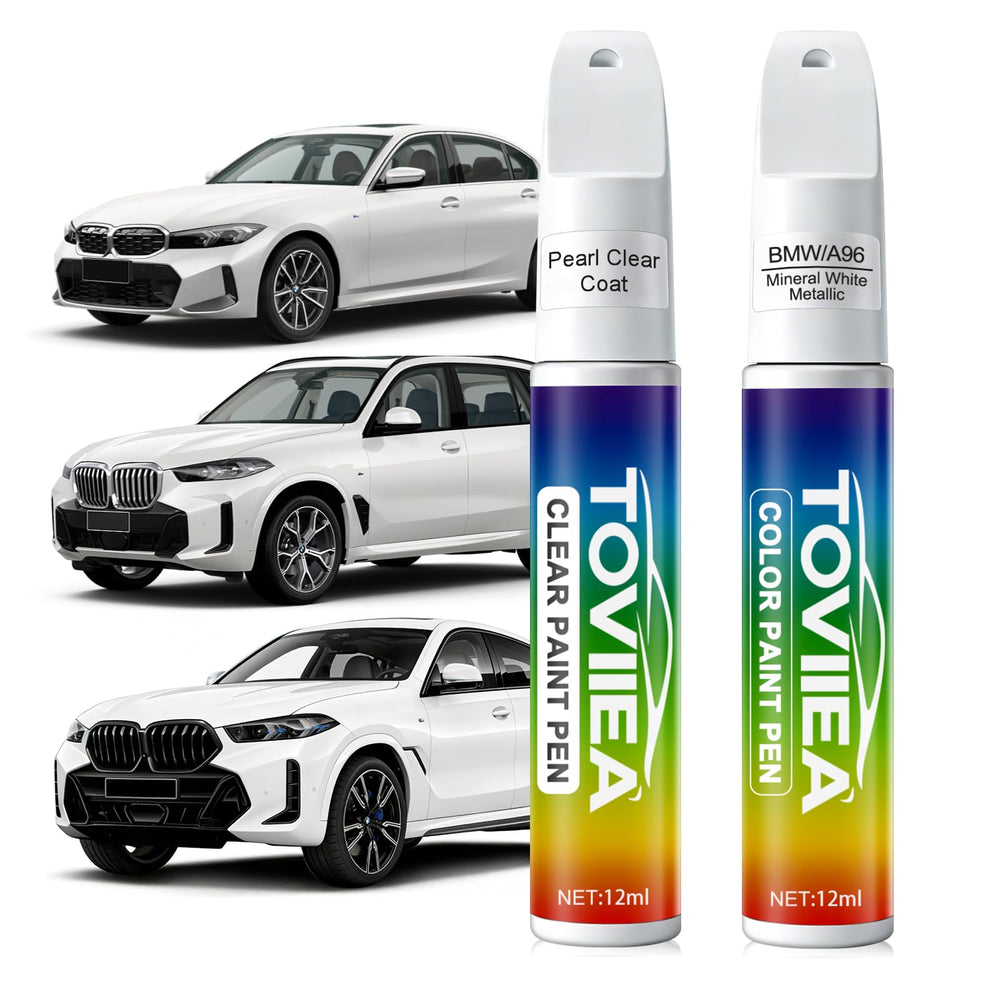 Toviiea Mineral White Metallic A96 paint bottle for BMW, color matched for seamless repair