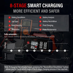 TowerTop 25A Max Pro desulfation and repair options for aging batteries.