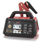 TowerTop 25A Pro+ charger front view for easy setup and visibility.