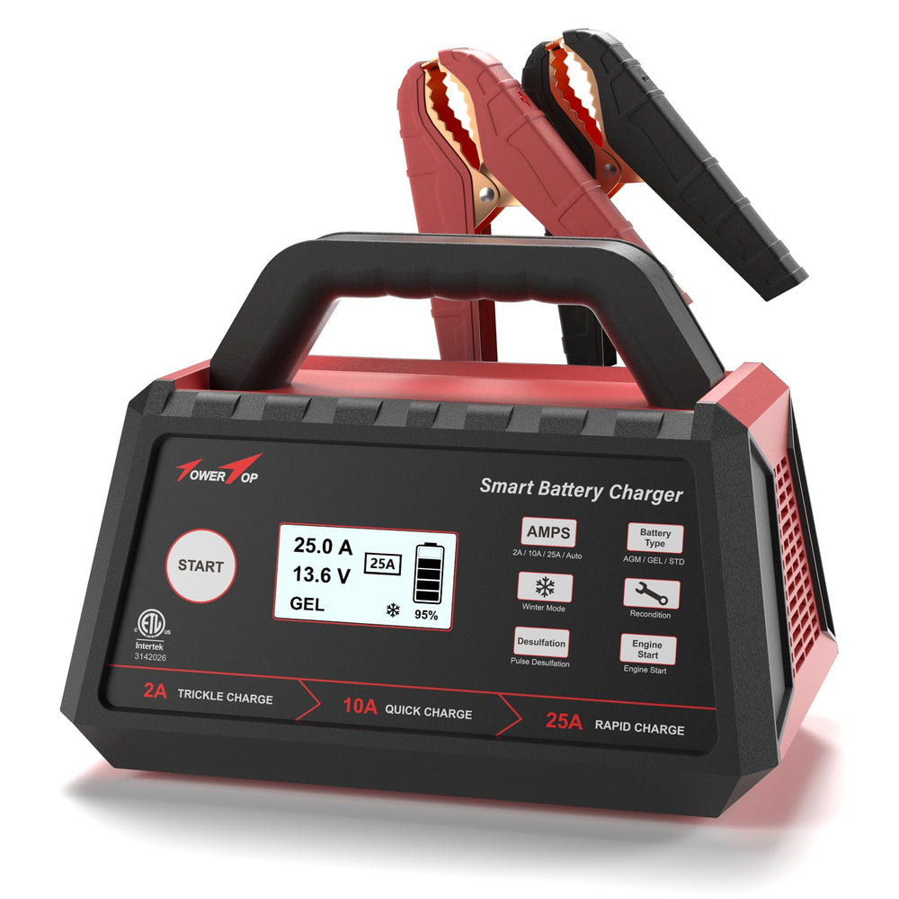 TowerTop 12V charger with HD LCD screen for clear status