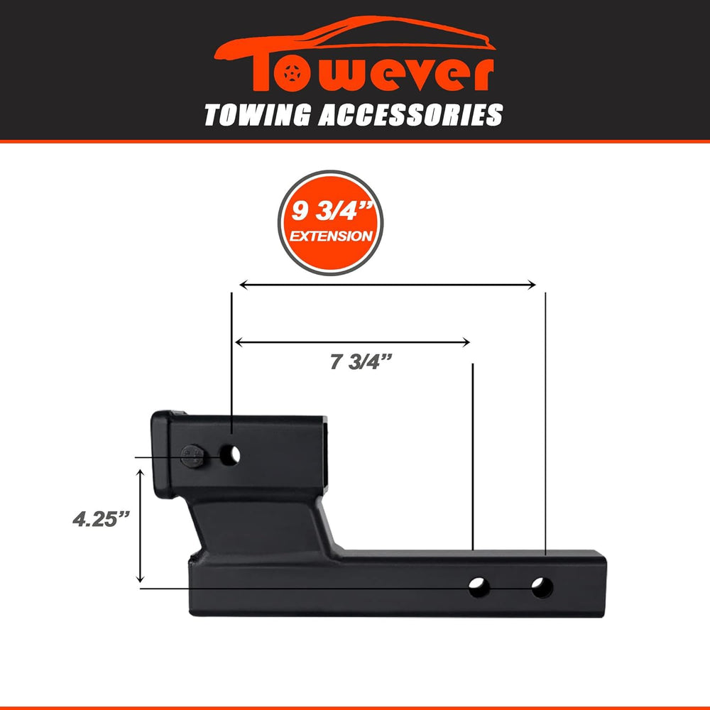 Towever 84128 4-25-drop demonstrates lowering hitch for varied vehicle heights.