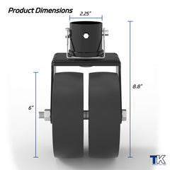 TowKING dual 6-inch PP wheels enable smooth movement of trailers on uneven surfaces.