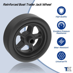 TowKing easy-install safety pin facilitates quick mounting to the trailer jack