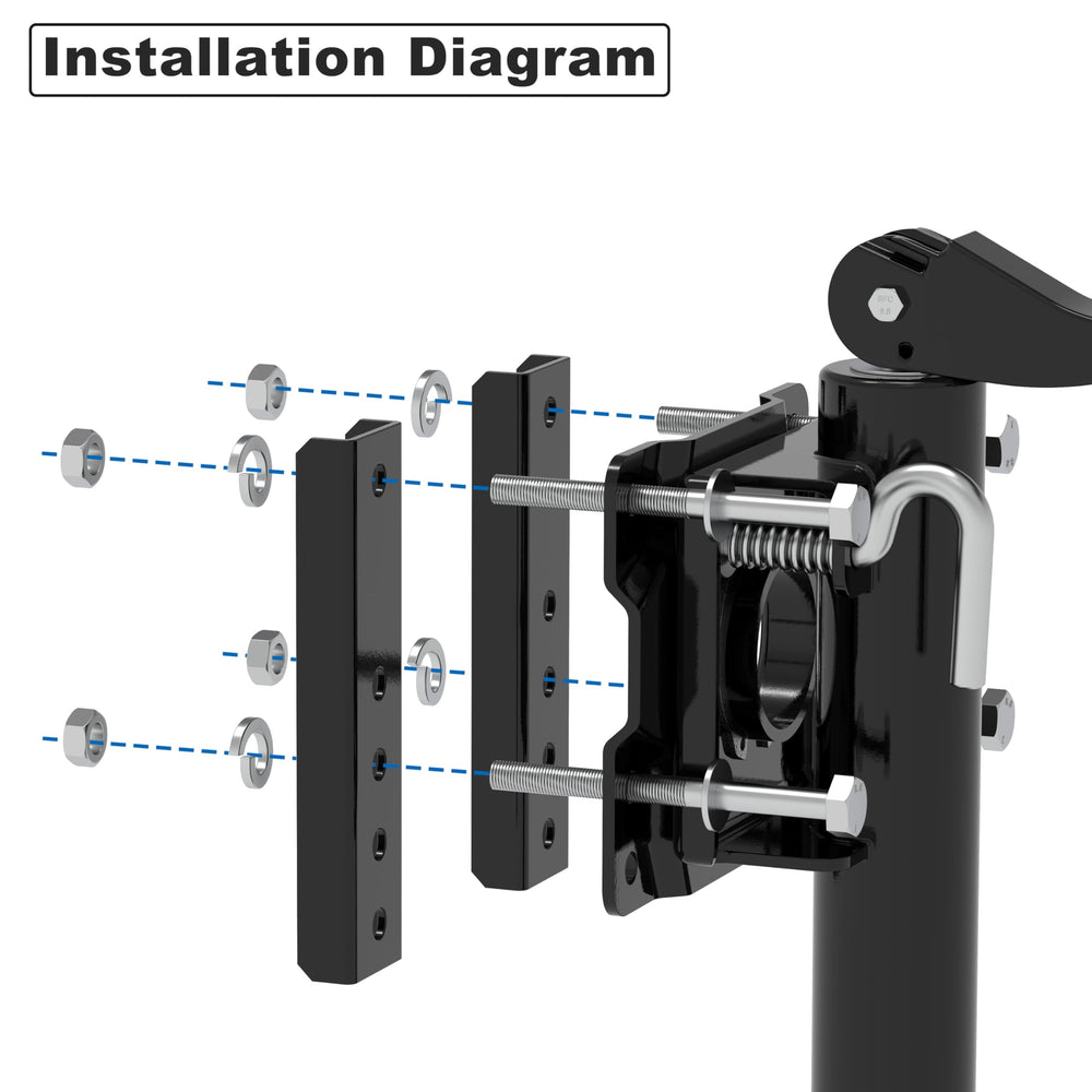 TowKing swivel bracket demonstrating versatile mounting options on trailer tongue