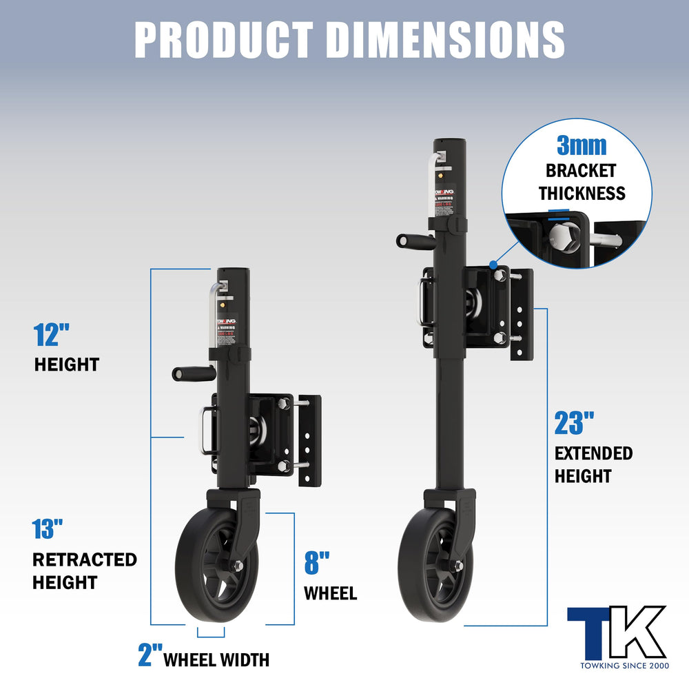 Towking vertical movement extended height for versatile trailer positioning.