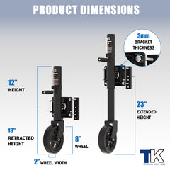 Towking vertical movement extended height for versatile trailer positioning.