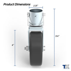 Towking upgraded spoked wheel highlights the 6in design for smoother rolling.